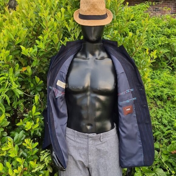 STAVA UOMO COLLECTION Men's Luxury Blue Corduroy (3) Button Blazer/Sport Coat - Picture 13 of 17